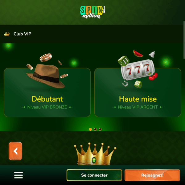 Spin Million Casino — Livelli VIP Bronzo e Argento